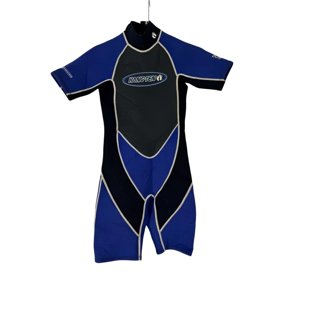 Hang Ten Kids Shorty Wetsuit Blue Black Neoprene Short Sleeve Surfing Size 2
